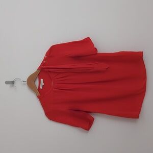 Sandro Red Pleated Tie Front Blouse